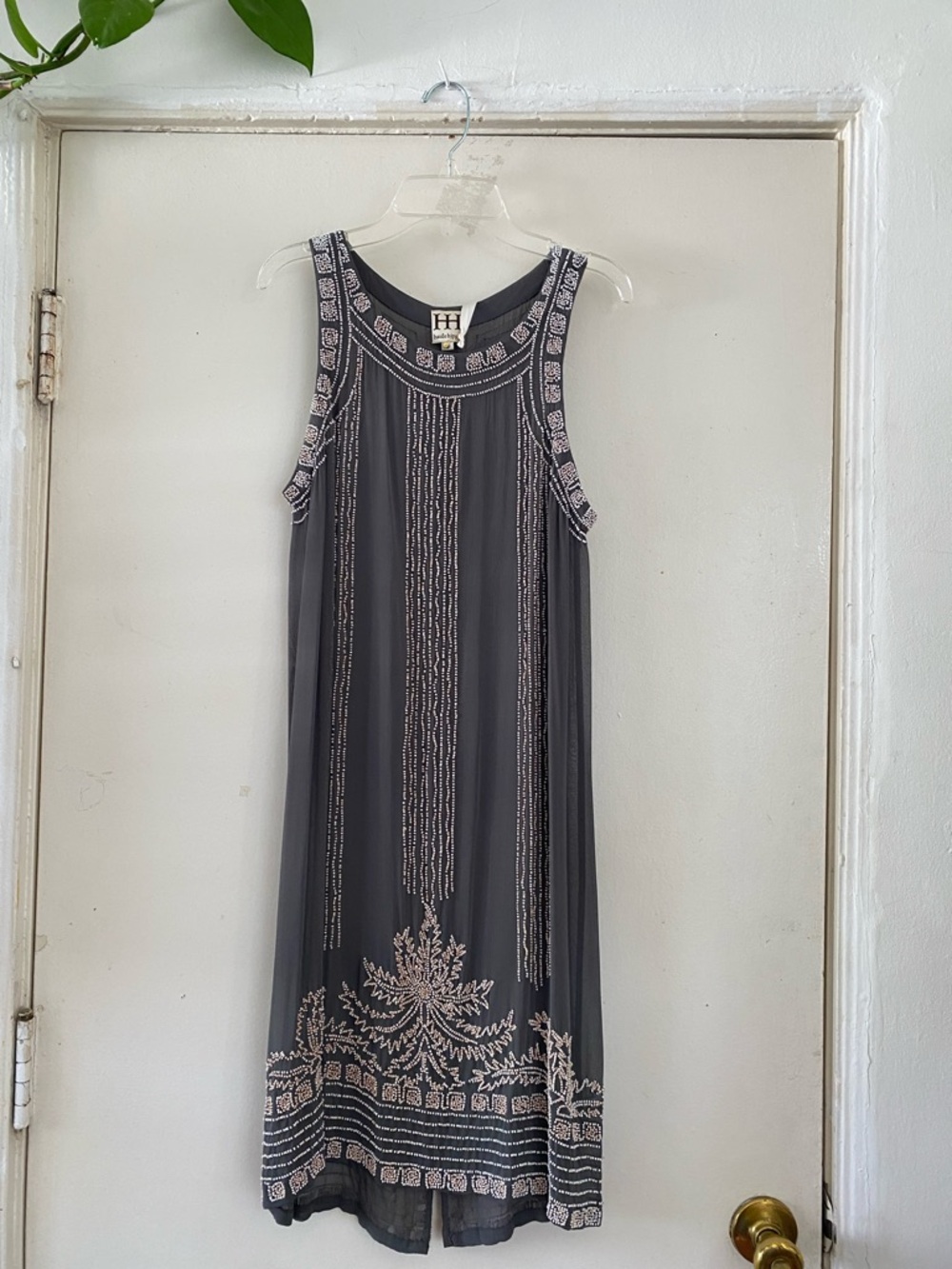 Haute Hippie Charcoal Grey Embellished Midi Dress